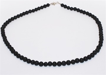 Halskæde - fed og trendy med sorte lava perler